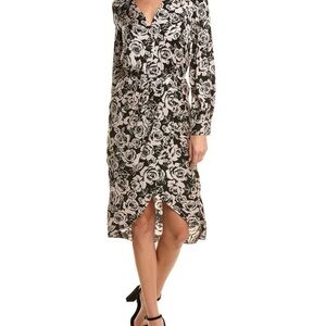 The Kooples blooming roses Floral Black and White Dress